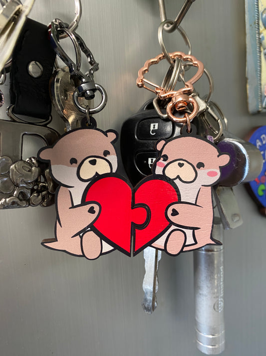 “Ottie & Otter Puzzle Piece Keychains” – Matching Couple Keychains
