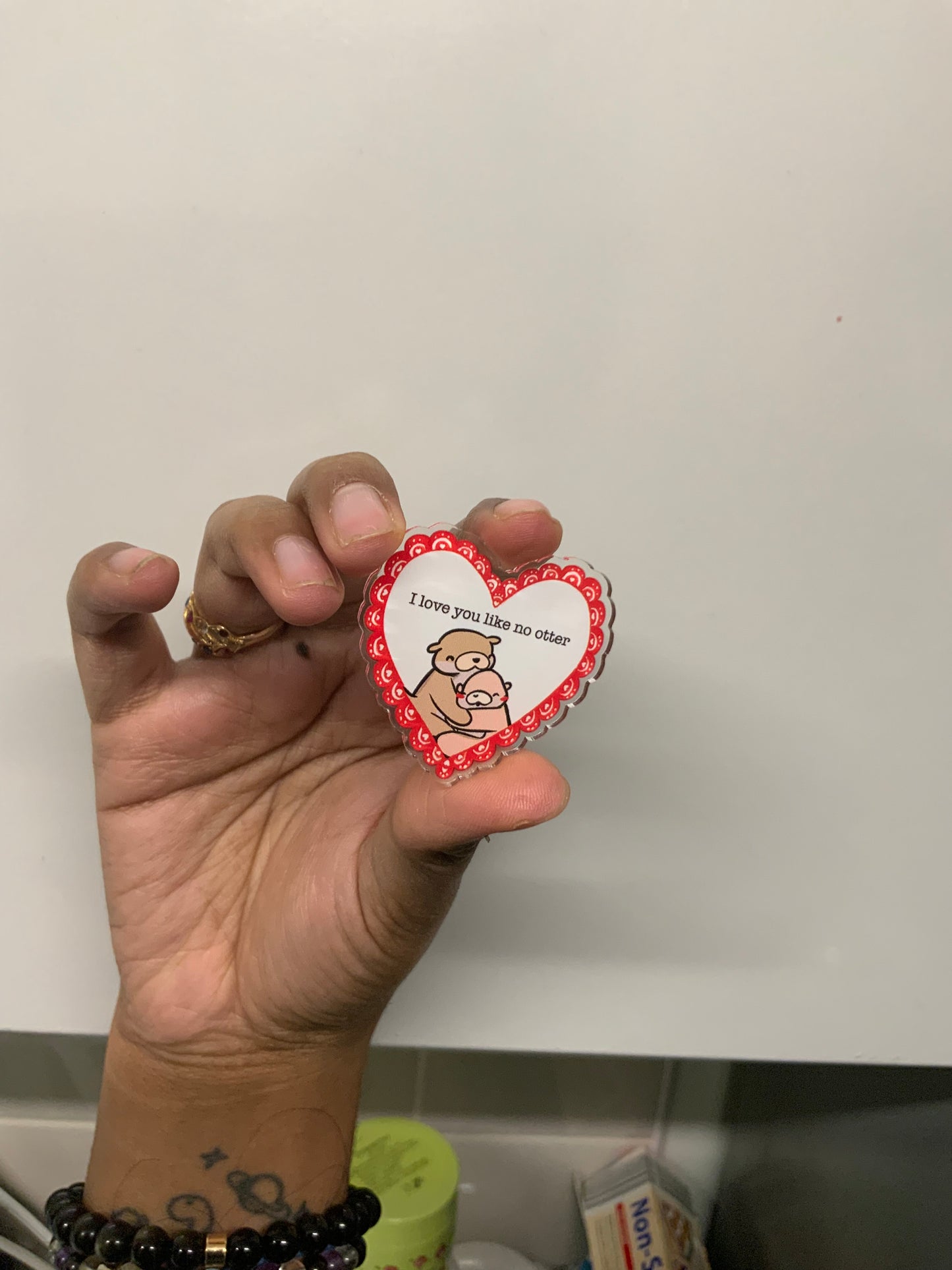 Acrylic Heart Pin - “I Love You Like No Otter”