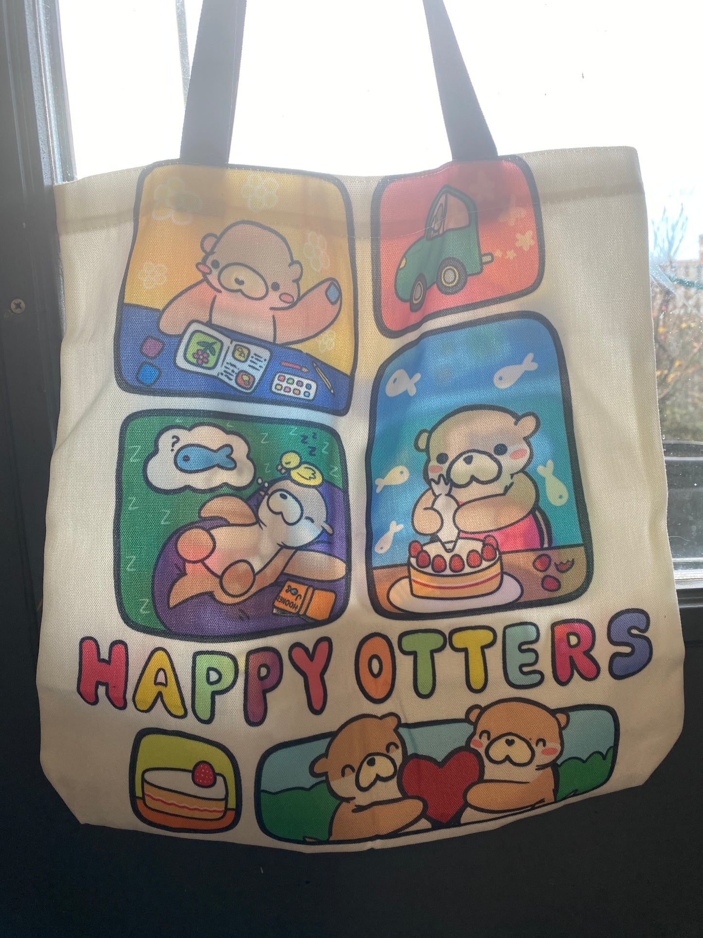 Happy Otters Couple Tote Bag – Cozy Everyday Bag by Ottie & Otter
