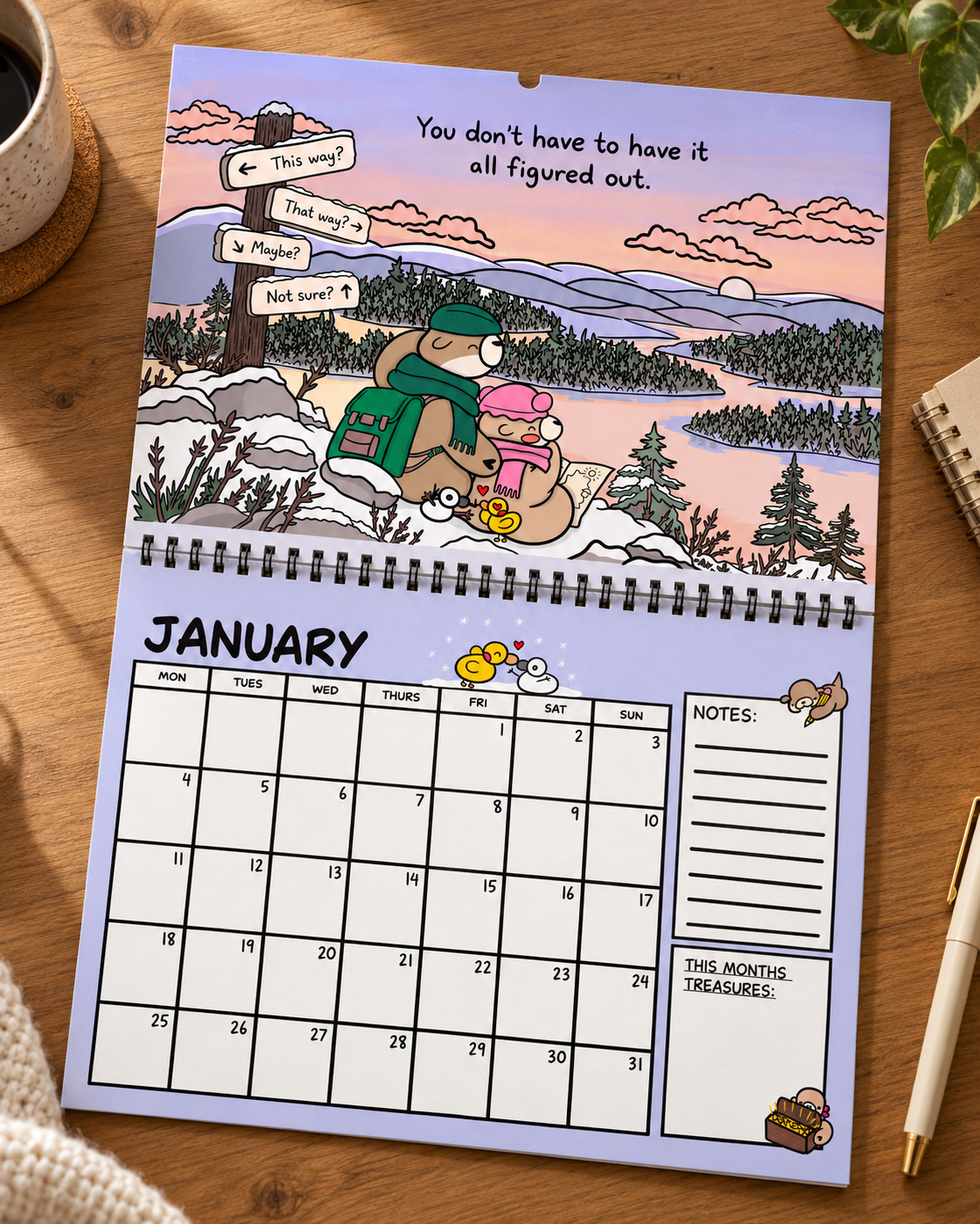 Ottie & Otter 2027 Affirmation Calendar, Be Soft in a Hard World