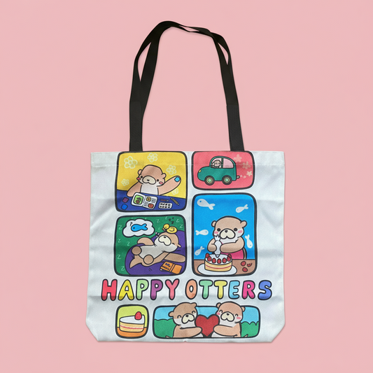 Happy Otters Couple Tote Bag – Cozy Everyday Bag by Ottie & Otter