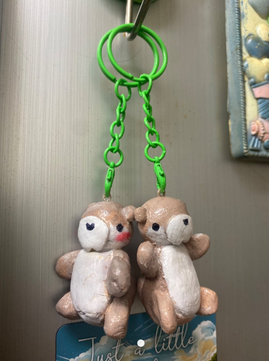 Handmade Hugging Otter Keychains – Magnetic Pair Full of Love