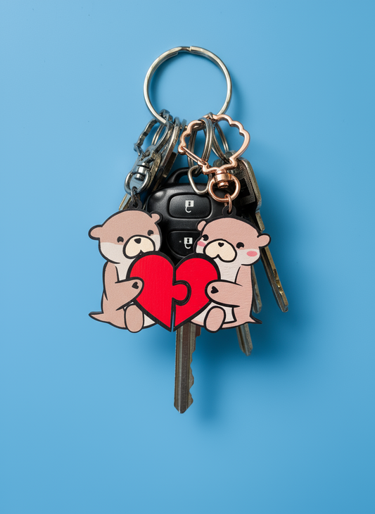 “Ottie & Otter Puzzle Piece Keychains” – Matching Couple Keychains