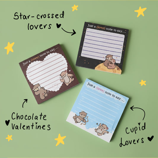 Ottie & Otter “Love Note” Sticky Notes (Set of 3) 💌